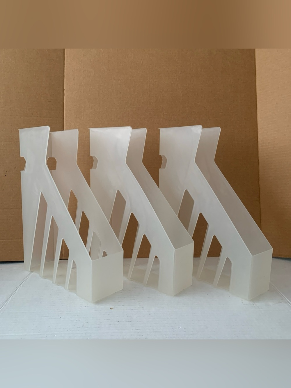 Set of 3 Plastic Desk Organizers - Vertical Magazine, book, and File Holder EUC